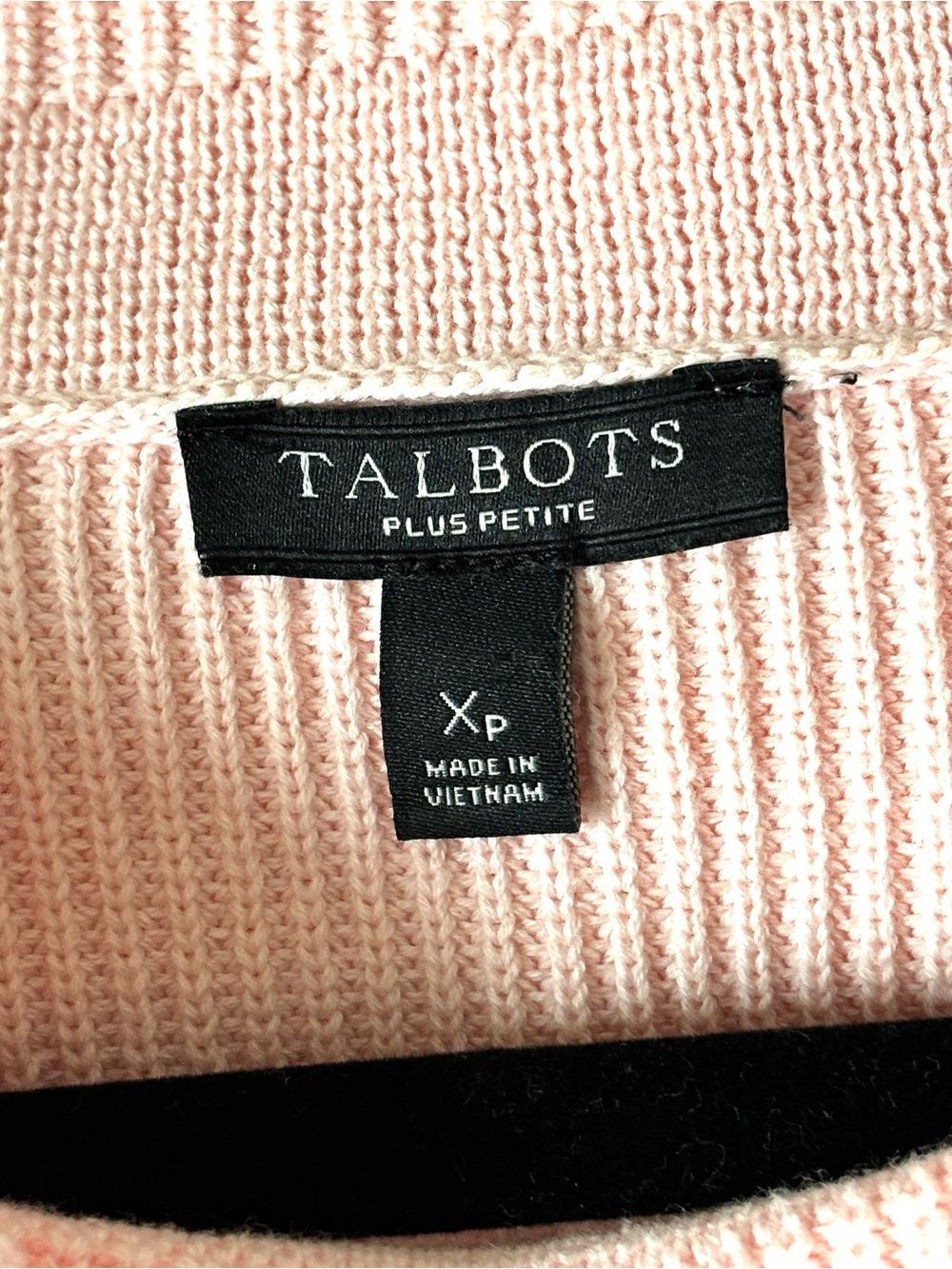 Talbots Pima Sabrina Tipped Sweater Soft Peach Pink Size XP - Picture 4 of 5
